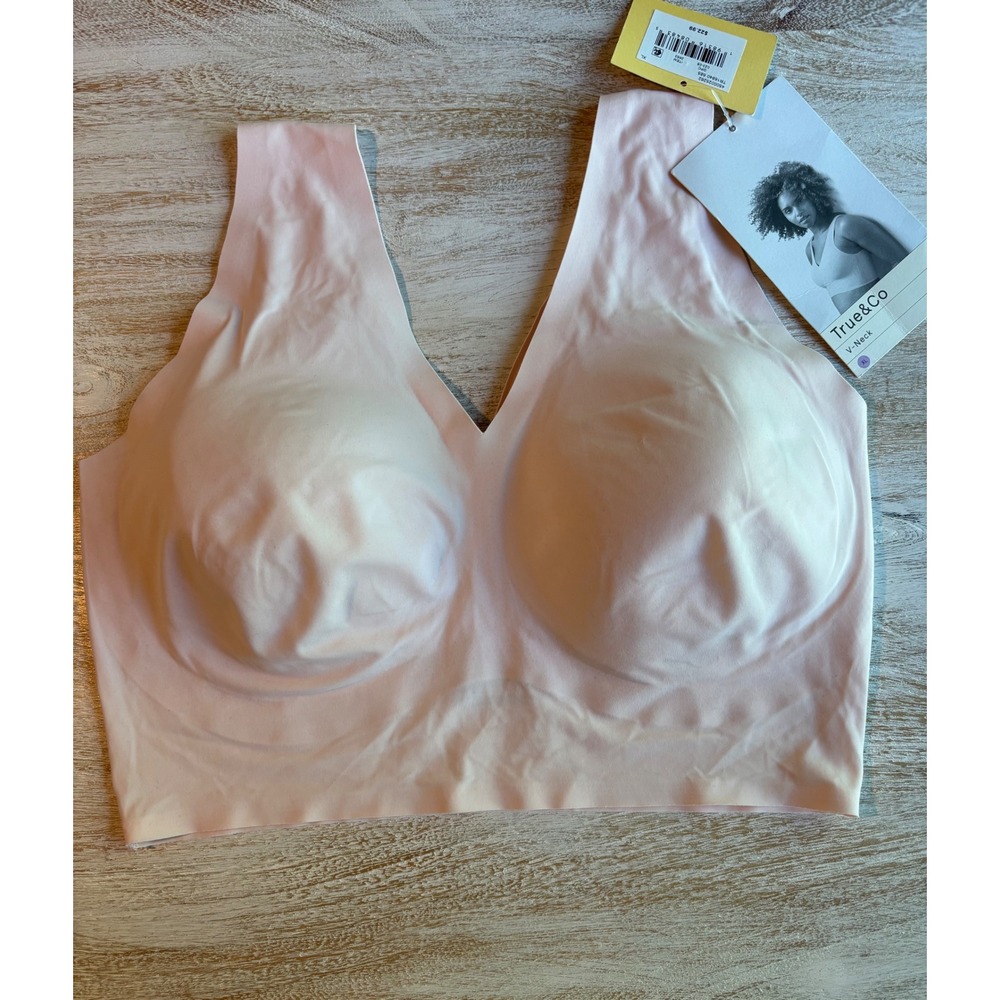 True & Co XL V-Neck Bralette Women Light Pink 38C 38D 40A 40B